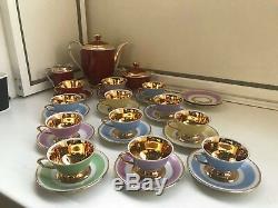 12 Cup 14 Saucer Set Rare Vintage WJS Copenhagen Porcelain Coffee Set