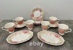 12 Piece Nikko SUMMER GLADE Tea Set Coffee Party Cups Saucers Pink Flowers Vtg