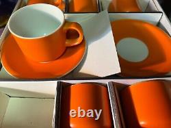 12 Piece retro orange coffee set vintage orange cups saucers set original box