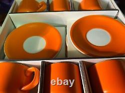 12 Piece retro orange coffee set vintage orange cups saucers set original box