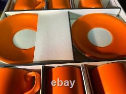 12 Piece retro orange coffee set vintage orange cups saucers set original box