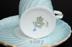 15 Piece Vtg Aynsley Coffee Pot Demitasse Tea Set Light Blue Swirl Wildflowers