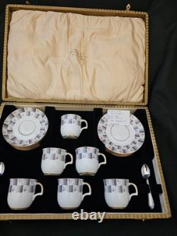 1930s Art Deco Foley China Fern Pattern Coffee Set by E. Brain & Co. Vintage Tea