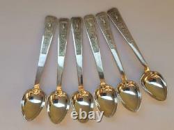 1950s Set 6 Coffee Tea Spoons Vintage USSR Sterling Silver 875 Vietnam 82.5 gr