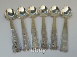 1950s Set 6 Coffee Tea Spoons Vintage USSR Sterling Silver 875 Vietnam 82.5 gr