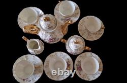 1950s Vintage Porcelain Tea Coffee Set, Floral Motif, 15 Pieces In Total