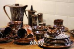 1970s Kernewek Pottery Ltd Goonhaven Cornwall Honeycomb Pottery Coffee Set