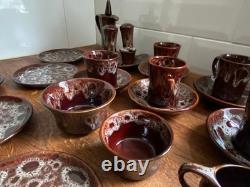 1970s Kernewek Pottery Ltd Goonhaven Cornwall Honeycomb Pottery Coffee Set