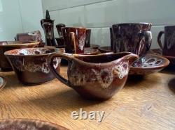 1970s Kernewek Pottery Ltd Goonhaven Cornwall Honeycomb Pottery Coffee Set