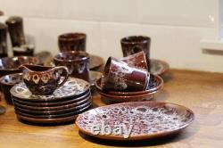 1970s Kernewek Pottery Ltd Goonhaven Cornwall Honeycomb Pottery Coffee Set