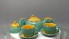 1980s Gorgeous Green And Yellow Tea Set Coffee Set In Ceramic By Naj Oleari Made In Italy