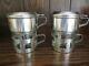 2 X Vintage Silver French Belgian Single Coffee Makers Glass Cans Cups Espresso