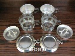 2 x Vintage SILVER FRENCH BELGIAN SINGLE COFFEE MAKERS GLASS CANS CUPS ESPRESSO