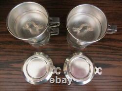 2 x Vintage SILVER FRENCH BELGIAN SINGLE COFFEE MAKERS GLASS CANS CUPS ESPRESSO