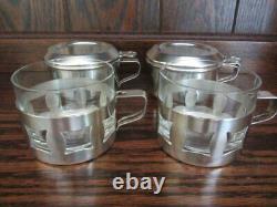 2 x Vintage SILVER FRENCH BELGIAN SINGLE COFFEE MAKERS GLASS CANS CUPS ESPRESSO