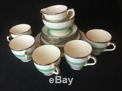 20 Piece Vintage 1930's Alfred Meakin Tea Coffee Set With Gilt Green Band Retro