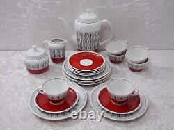 21 PC Convolute GDR Design Lettin Porcelain Coffee Set Vintage around 1950/60