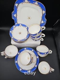 23pcs Vintage Porcelain Cobalt Blue&Gold Gilt Tea Coffee Set Cups Saucers Plates