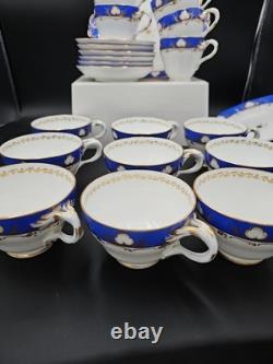 23pcs Vintage Porcelain Cobalt Blue&Gold Gilt Tea Coffee Set Cups Saucers Plates