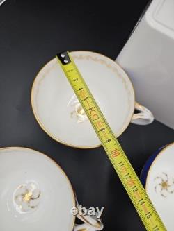 23pcs Vintage Porcelain Cobalt Blue&Gold Gilt Tea Coffee Set Cups Saucers Plates