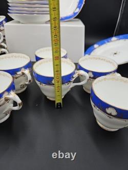 23pcs Vintage Porcelain Cobalt Blue&Gold Gilt Tea Coffee Set Cups Saucers Plates