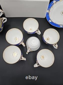 23pcs Vintage Porcelain Cobalt Blue&Gold Gilt Tea Coffee Set Cups Saucers Plates