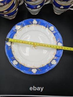 23pcs Vintage Porcelain Cobalt Blue&Gold Gilt Tea Coffee Set Cups Saucers Plates