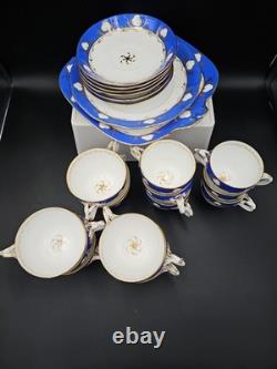 23pcs Vintage Porcelain Cobalt Blue&Gold Gilt Tea Coffee Set Cups Saucers Plates