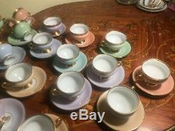 24 Cup 24 Saucer Set Rare Vintage Danish Copenhagen Porcelain Maleri Coffee Set