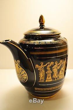 24 Karat Gold Greek Black Coffee Tea Set -vintage