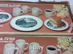 3 Sets Factory Boxes VTG Currier & Ives Royal China Coffee Saucer 9 Piece Cake
