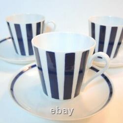 3 Vintage Danish Coffee Cups and Saucers Danild Dan-ild by Lyngby Blue Stripe