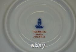 4 Augarten Wien Mocha Cup & Saucer Sets White Porcelain Gold Trim Vienna Austria