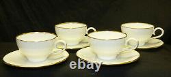 4 Augarten Wien White Porcelain Mocha Cup & Saucer Sets Gold Trim Vienna Austria