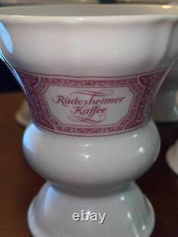 4 Footed Coffee cups Rüdesheimer Kaffee HEINRICH H&C Vintage Germany 1960's