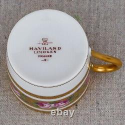 4 Haviland Limoges Louis Philippe Rose Demitasse Coffee Tea Cups Saucers Set 2/2