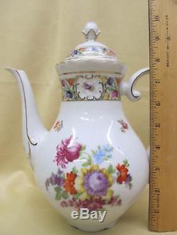 5pc Vintage Schumann EMPRESS DRESDEN FLOWERS Coffee Pot, Creamer, Sugar Bowl Set