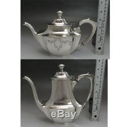 5pc Vintage Wallace Silver Plate Hand Engraved Tea & Coffee Set