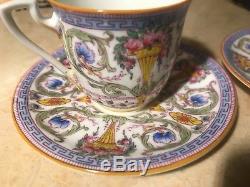 6 Cup 6 Saucer Set Rare Vintage Royal Worcester Porcelain Coffee Mocca espresso