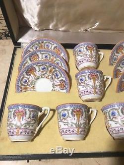 6 Cup 6 Saucer Set Rare Vintage Royal Worcester Porcelain Coffee Mocca espresso