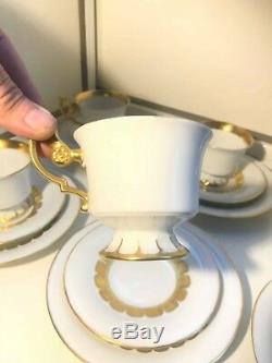 6 Cup Saucer and Plate Coffee Set RARE VTG Porcelain Bavaria Germany Heinrich