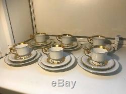 6 Cup Saucer and Plate Coffee Set RARE VTG Porcelain Bavaria Germany Heinrich