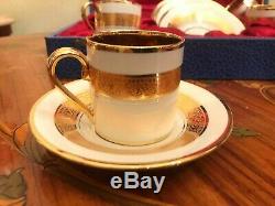 6 Cups 6 Saucers Vintage French Limoges France Porcelain Gold plated Coffee Set