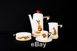 6 Person Art Deco Fox Coffee Set Royal Doulton Pot Sugar Creamer Cups Vintage En