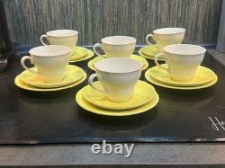 6 x vintage tea cups John Tams Made in England coffee cup set Clyde yellow