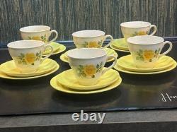 6 x vintage tea cups John Tams Made in England coffee cup set Clyde yellow