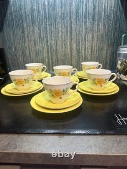 6 x vintage tea cups John Tams Made in England coffee cup set Clyde yellow