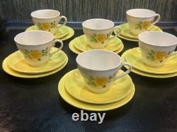 6 x vintage tea cups John Tams Made in England coffee cup set Clyde yellow