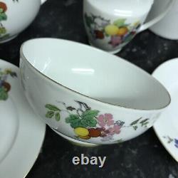 6pc Vintage Czech Deco Fruits China Teapot Milk Jugs Bowl Side & Cake Plate