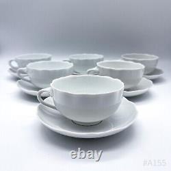 6x Vintage Hutschenreuther Coffee Cup and Saucer Made of Porcelain White Germnay